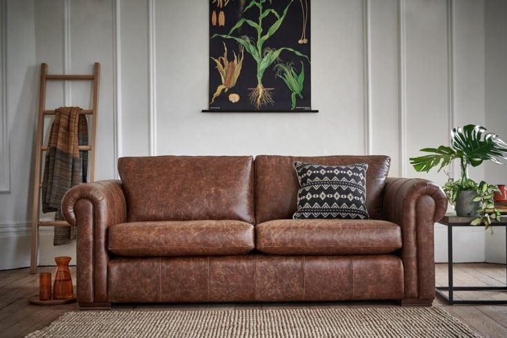 what colour goes with brown leather sofa